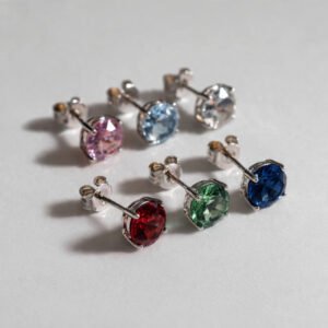 ARO PLATA CON BRILLANTE COLOR SURTIDO SET 6 PARES