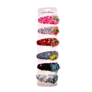 SET 6 BROCHES CLICK CLACK LENTEJUELAS APLIQUE BURBUJITA INFANTIL