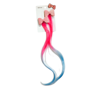 EXTENSIÓN ROSA CELESTE DEGRADE C/ MOÑITO 30CM