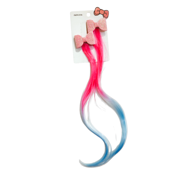 EXTENSIÓN ROSA CELESTE DEGRADE C/ MOÑITO 30CM